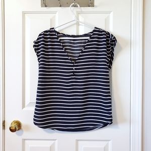 A&F Woven Striped V-neck Top